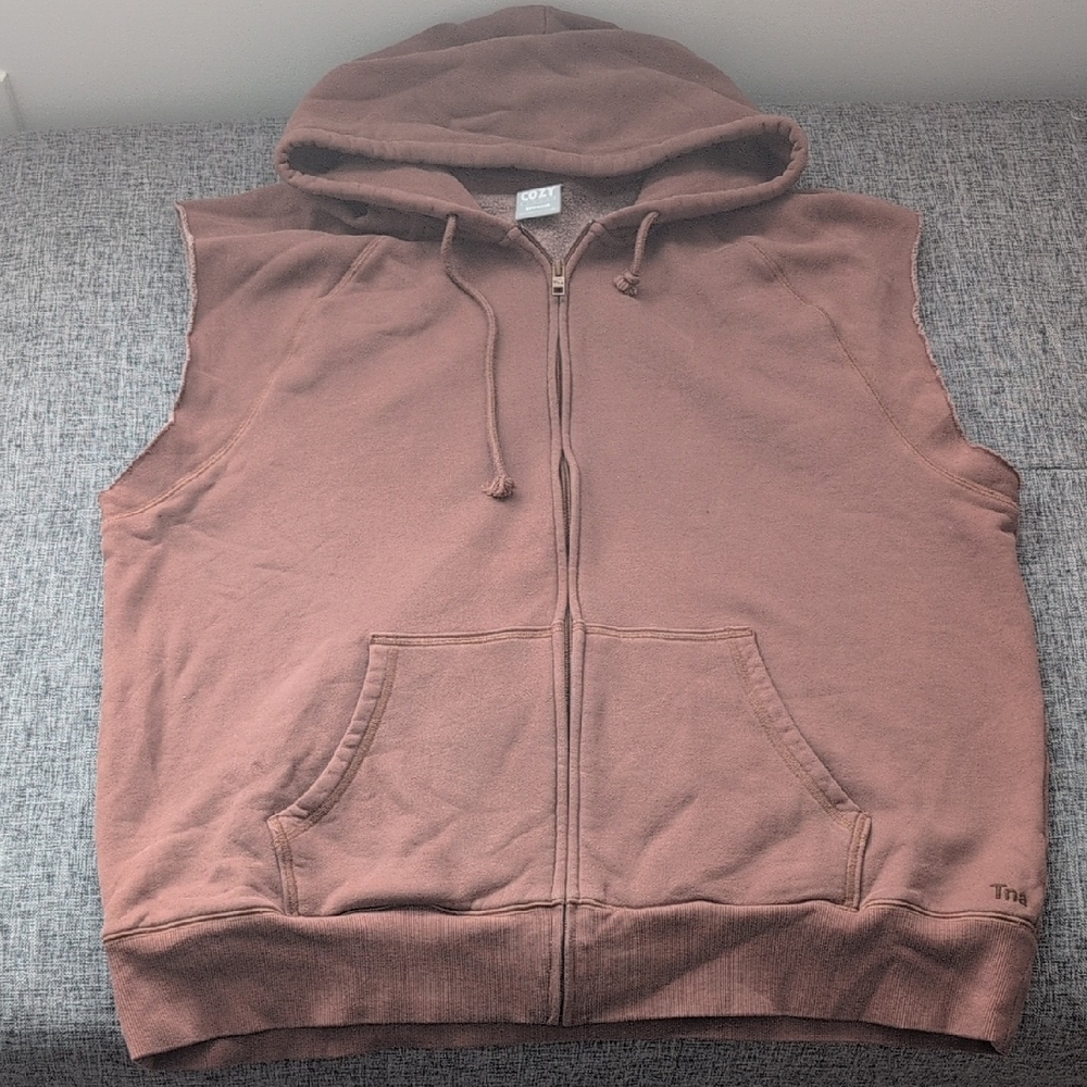 TNA Cozy Fleece Boyfriend Hoodie in Tan
